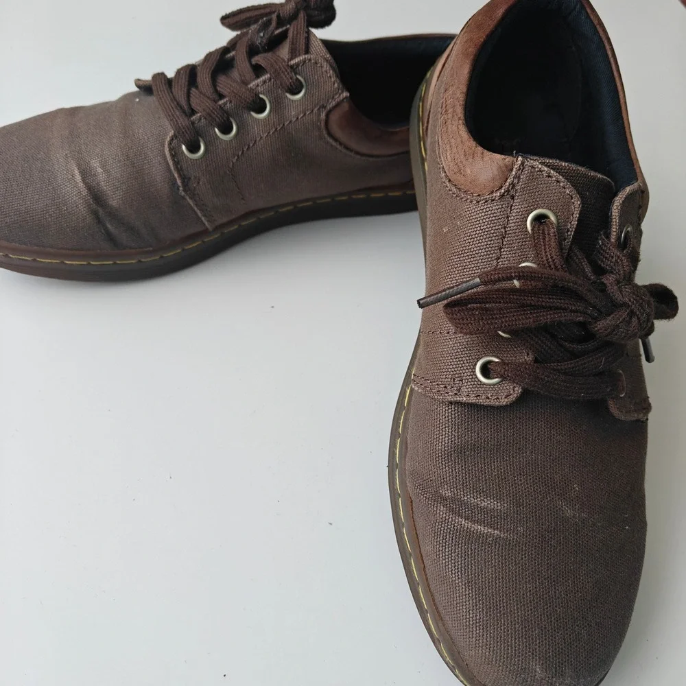 Dr. Martens Joseph Mens Brown Canvas Leather Lace Up Oxford Shoes Size 9 Low Top